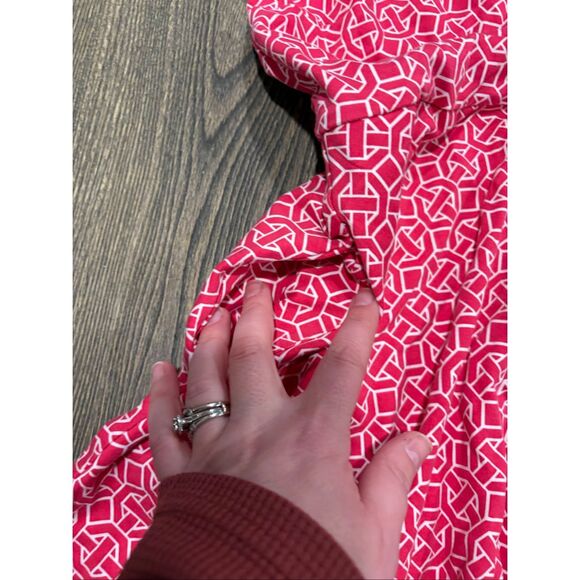 New York & Company Womens Fit Flare Dress Sleeveless Geometric Print Red Size M - Picture 4 of 11